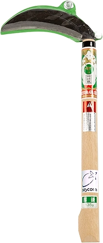 Foice japonesa de ervas daninhas (lâmina grossa), lâmina de aço de alta qualidade (aço azul nº 2) ferramenta manual para jardinagem, remoção de ervas daninhas e agricultura, comprimento da lâmina 16 cm