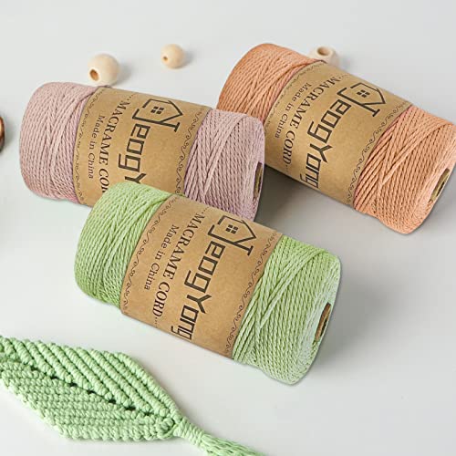 Jeogyong Macrame Cord 2Mm X 218 Yards, 3-Strand Twisted Natural Cotton Rope, Cotton String Coloured Craft Cord For Plant Hanger Wall Hanging Knitting Crafts, Natural Color #TOP2