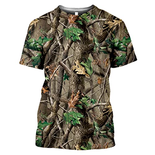T-shirt d'été pour homme avec motif arbres 3D idéal pour les vacances