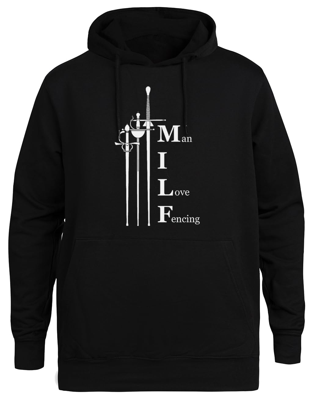 Man I Love Fencing Unisex Czarna Bluza Ekologiczna z Kapturem Unisex Black Hoodie Eco-Friendly Hooded Jacket