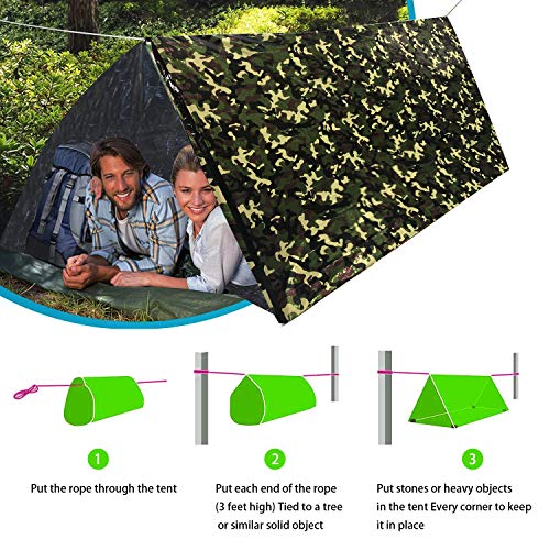 HONYAO Notfalldecke Schlafsack, Survival Biwaksack Erste Hilfe Rettungsdecken Wasserdicht Notfallzelt Ultraleicht Hitzeabweisend Kälteschutz mit Signalpfeifen, für Outdoor Camping Wandern – Bild 6