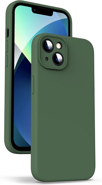 Supdeal Liquid Silicone Case for iPhone 13, [Camera Protection] [Anti Fingerprint] [Wireless Charging] 4 Layer Phone Case Protective Cover, Built-in Microfiber Case Cover, 6.1", Green