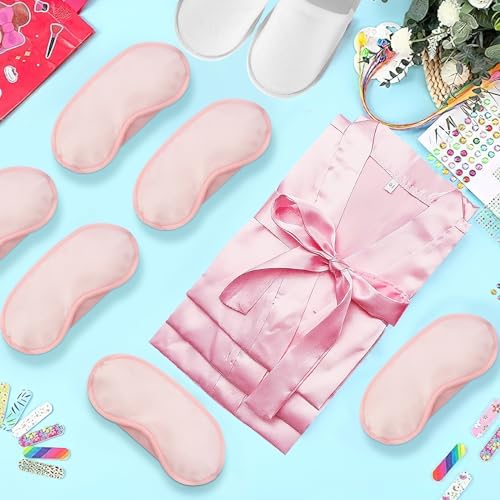18 Pcs Spa Robes for Girls, Spa Party Supplies with Kid Slippers Girls 6 Blindfold Eye Mask Cover 6 519d23VJ0OL. AC