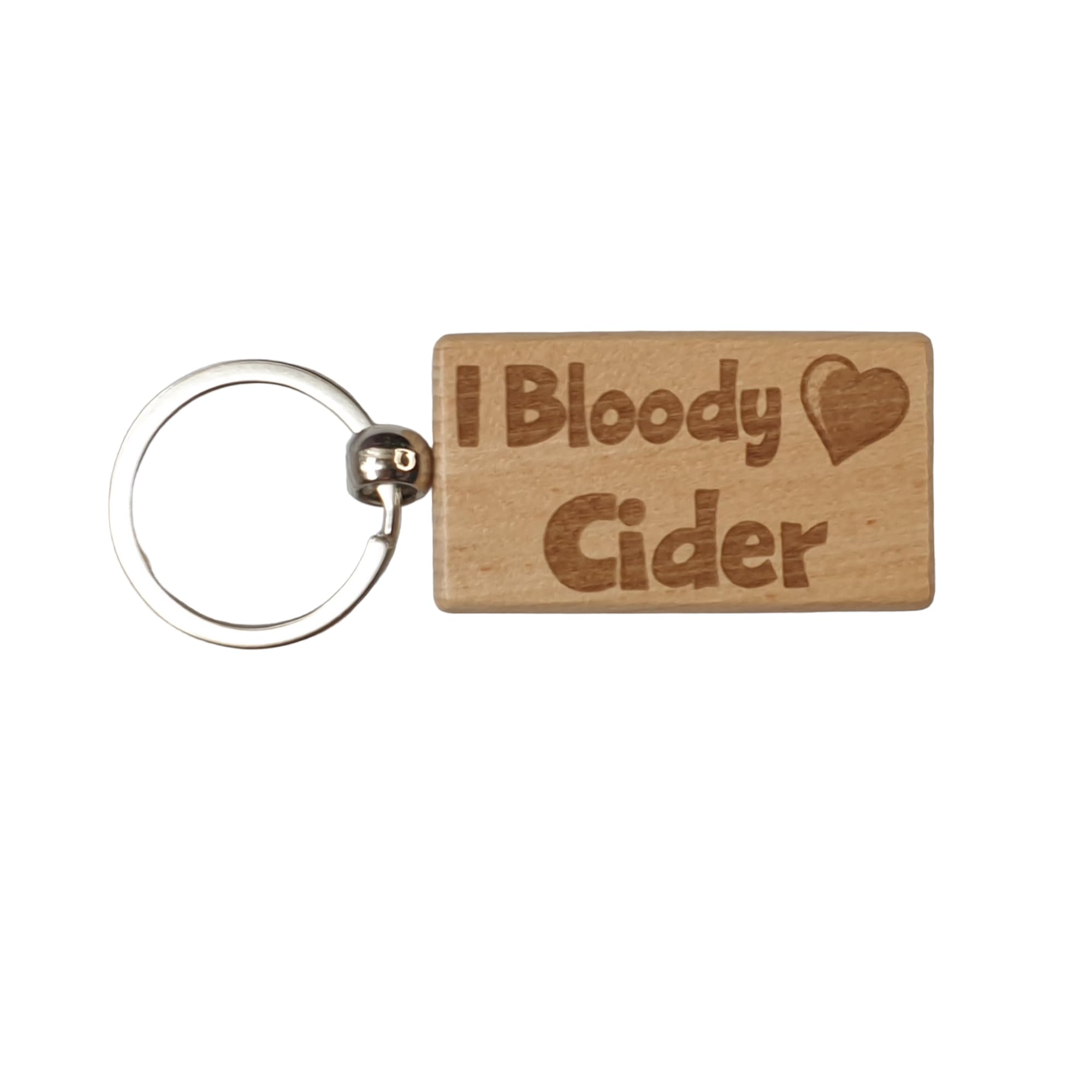 Decalarama Cider Keyring Gift - I Bloody Love Heart - Nice Cute Engraved Wooden Key Fob Fun Novelty Present