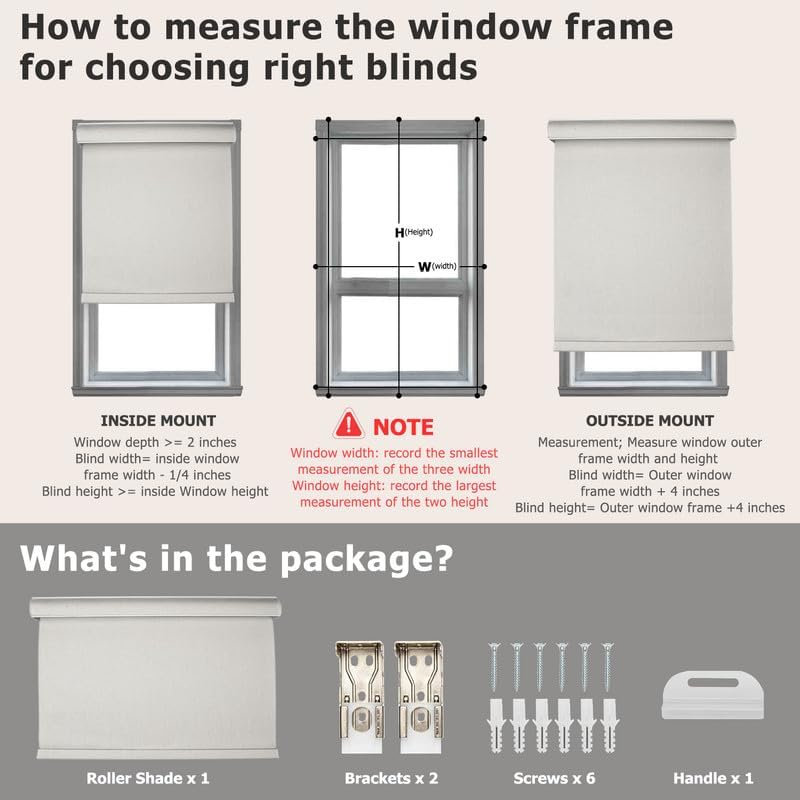 Custom Size Roller Shades Cordless Blackout Blinds for Indoor Windows,Light Filtering Thick Linen Fabric Heat Blocking Privacy with Aluminum Cassette Valance,Build in Free Stop Spring System