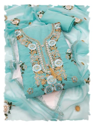 Image of Women's Georgette Embroidery Work Unstitched Dress Material