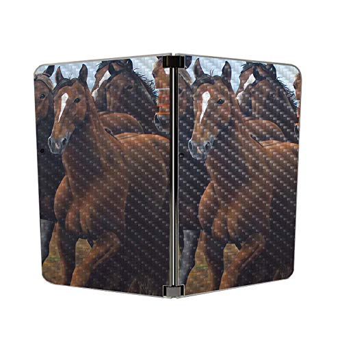 Image of MightySkins Carbon Fiber Skin for Microsoft Surface Duo - Horse Stampede | Protective, Durable Textured Carbon Fiber Finish | Easy to Apply | Made in The USA