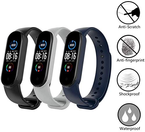 Image of WOW Imagine Replacement Strap Wristband for Mi Band 5 Smartwatch | Soft Silicone Matte Sport Wristband Accessory Flexible Bracelet Compatible with Xiaomi Mi Band 5 - Grey