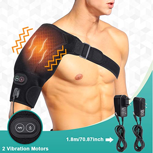 Shoulder Vibration Massage Heating Brace, Shoulder Heat Therapy Wrap With 3 Vibration And Temperature Setting For Pain Relief, Frozen Shoulder, Bursitis, Dislocated, Tendonitis, Ac Joints, S #TOP7