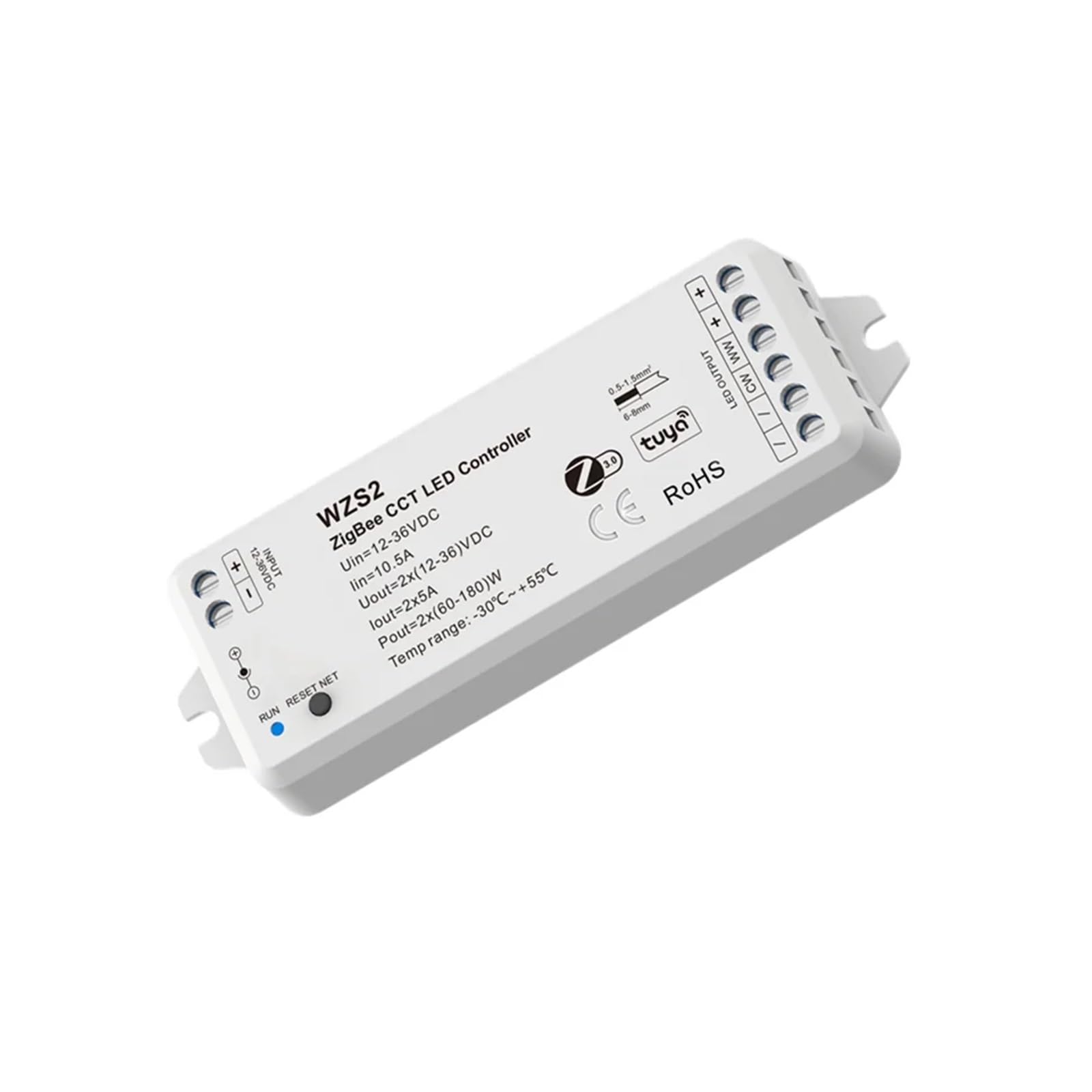 Controlador LED 12V 24V CC de 2 canales para tiras RGB y monocolor WZS2