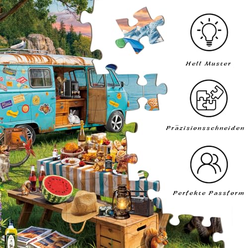 HUADADA Puzzles 1000 Teile - Interaktive Spiele Puzzle 1000 Teile Erwachsene-Camping im Freien-Puzzles Geschenk – Ansicht 6