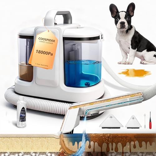 Coospider 18Kpa Portable Carpet Cleaner Machine, Powerful Suction with Cleaning Tools & Upholstery Cleaner, Couch Cleaning with Pet Stains Remover for Dog Bed, Furniture, Rug, Sofa, Car & Mattress by COOSPIDER - Image 8