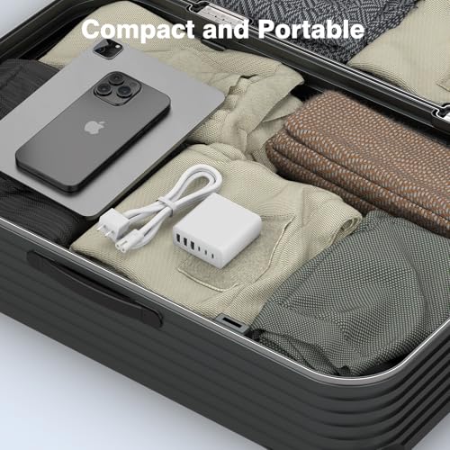 USB C Fast Charger Block, 100W 6 Ports Charging Station Hub for iPhone 16 15 14 13 Pro Max, iPad Pro Air Mini, Galaxy, for Air-pods 4, Pro 2, 25W PPS Type C Wall Charger with LED, 5ft Cord image 8