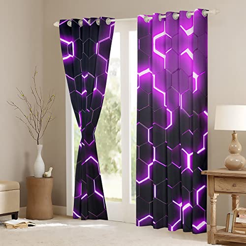 Cortinas de panal 3D de 46x72 pulgadas que aíslan visualmente con estilo hexagonal 4