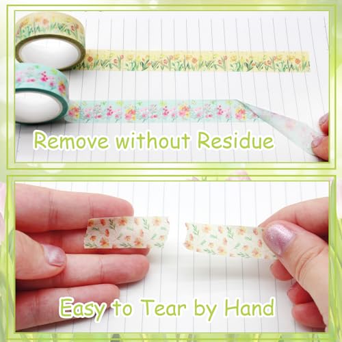 Cinta washi floral de 15 mm para organizar agendas sin dañar tus páginas de papel 3