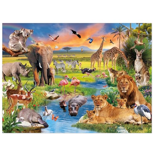 Fishwisdom 200 Piece Jigsaw Puzzle for Kids and Teens and Family Happy Game Time Animal Fest (Wild Animals)