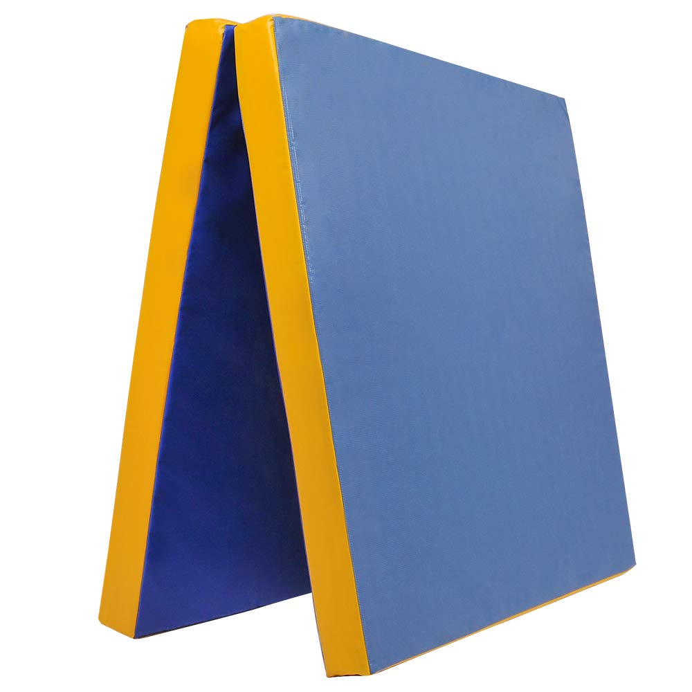 Grevinga Klappbare Turnmatte RG 35 – 200 x 100 x 6 cm – Blau/Gelb - Made in Germany - Faltbare Gymnastikmatte für Fitness, Sport und Gymnastik, Rutschfest und Platzsparend, Weichbodenmatte