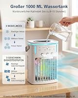 Mobile Klimaanlage, 4-in-1 Mini Klimagerät mit 1000ml Wassertank, 3-in-1 Nebel & 3 Windstufen, Touch & Fernbedienung, 2/4/8h Timer, 7 Farben Nachtlicht, Typ-C, Ideal für Zuhause, Büro, Camping, Auto – Ansicht 4