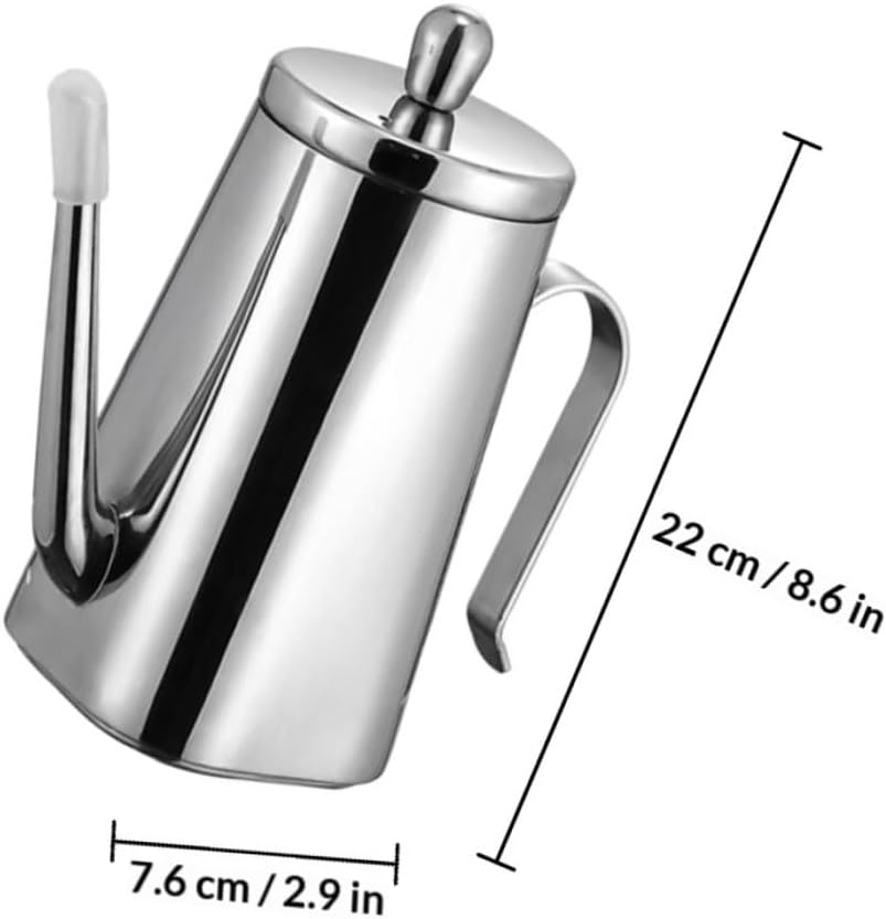 Uonlytech Stainless Steel Oil Bottle 1000ml with Long Spout and Leakproof Lid, Kitchen Oil Dispenser for Cooking and Seasoning, Household Condiment Storage Pot for Soy Sauce and Vinegar