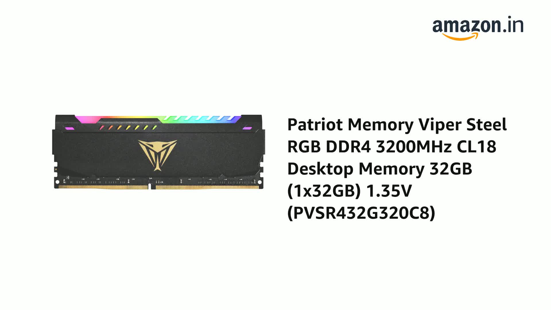 メモリー Viper Steel RGB 32GB DDR4 3200MHz Amazon.in: Buy Patriot Memory Viper Steel RGB DDR4 RAM 32GB (1 x