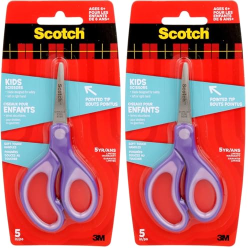 Scotch Kids Scissors, 1 Pair, Blunt, Stainless Steel, Soft Grip, Blue, 5" view 4