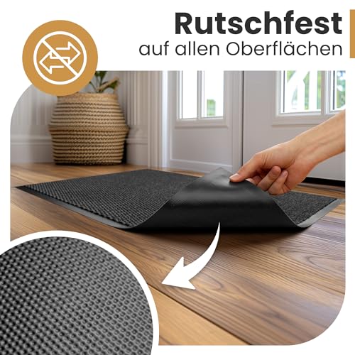 Bodenständig® Saubere Schuhe Dank saugstarkem Stoff (robust) perfekte Größe Anthrazit in 40x60cm - Fußmatte innen, Fussmatte innen - Schmutzfangmatte für innen Türmatte