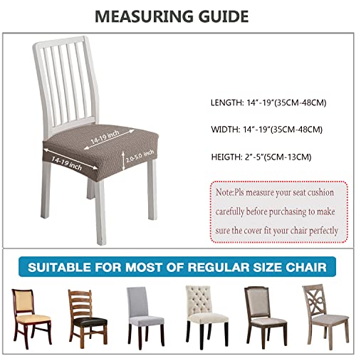 KELUINA Stretch Lattice Jacquard Waterproof Chair Seat Covers for Dining Room 1/2/4/6 PCS Chairs Covers Dining Chair Covers Kitchen Chair Covers (Taupe,6 Pcs) - Image 3