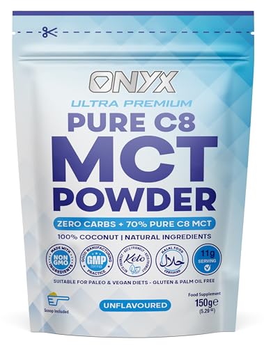 Pure C8 MCT Powder 150g High Potency C8 Premium MCT Powder Ketones Booster - Suitable for Ketogenic, Paleo, Vegan & Low Carb Diet (Pure C8 MCT Powder)