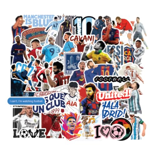 Image of Football Sticker Pack Inspired by Messi, Ronaldo & Neymar - Waterproof Vinyl Stickers for Laptop, Water Bottle, Phone Case, Skateboard, Journal & Gaming Accessories (3 Sheets)