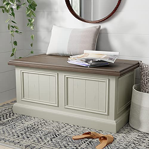 Amazon Brand - Stone & Beam FSC Certified Reclaimed Pine Storage Bench, White, 18" D x 39" W x 21" H