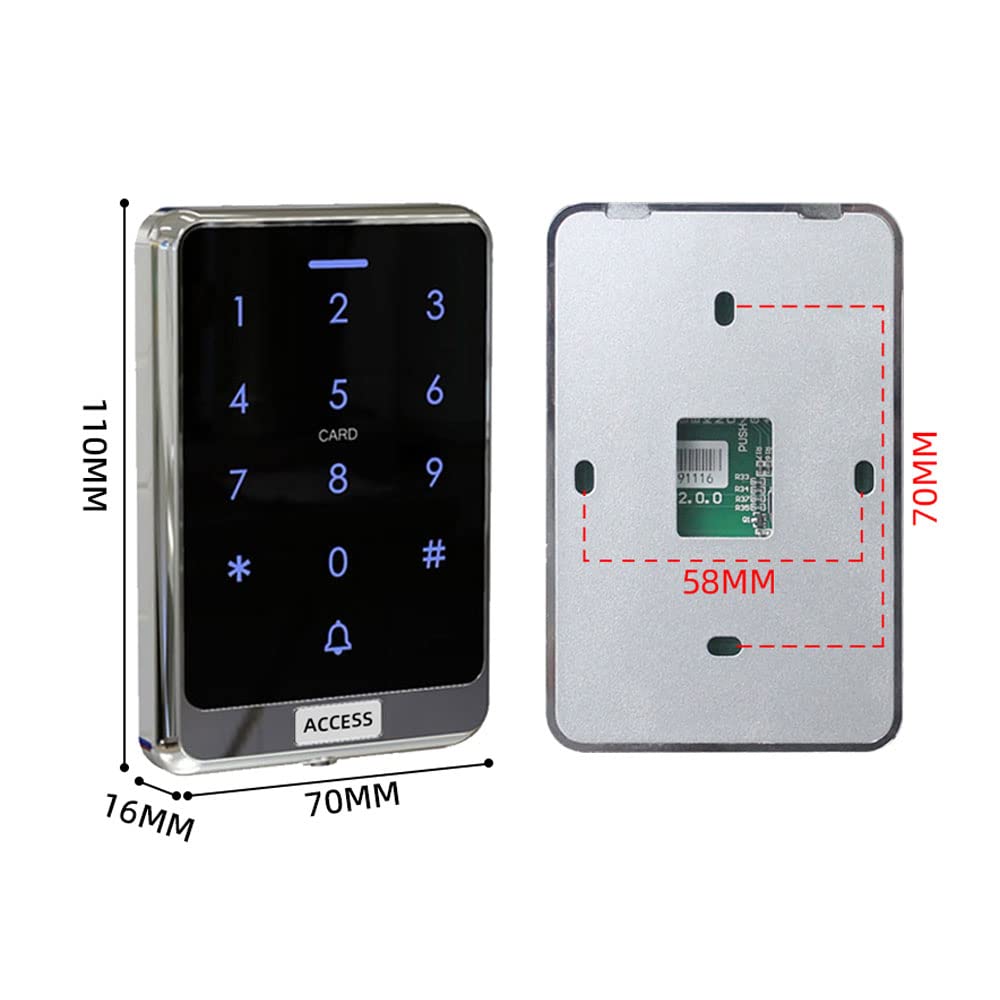 YAVIS Voller Satz RFID Outdoor Waterproof Touchscreen Zugangskontroller,125KHz Code Tastatur Kartenleser,280KG/600LBS NC elektrisches magnetisches Schloss,110-240V 3A Netzteil,Türklingel, 10 Tasten