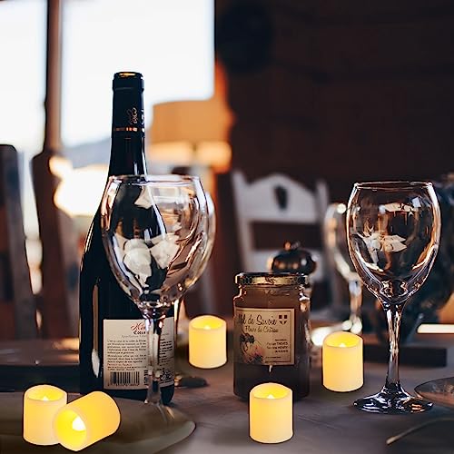 Image of 36 Pack 1.5 inch x 2 inch Flameless Votive Candles Battery Operated, Flicker LED Tea Lights Electric Flickering Outdoor Fake Candle Bulk for Wedding Halloween Pumpkin Light Christmas Home Decorations