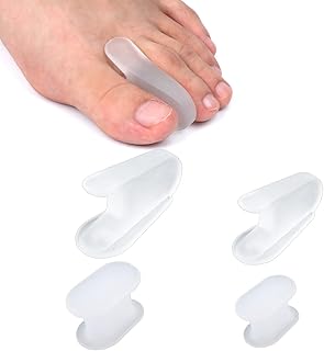 4pcs Gel Toe Separators, Toe Straighteners for Big Toe Soft Silicone Toe Spacers Comfortable Relief Pain Toe Separators for Women Men Overlapping Toes (2 Styles, S and L Size)