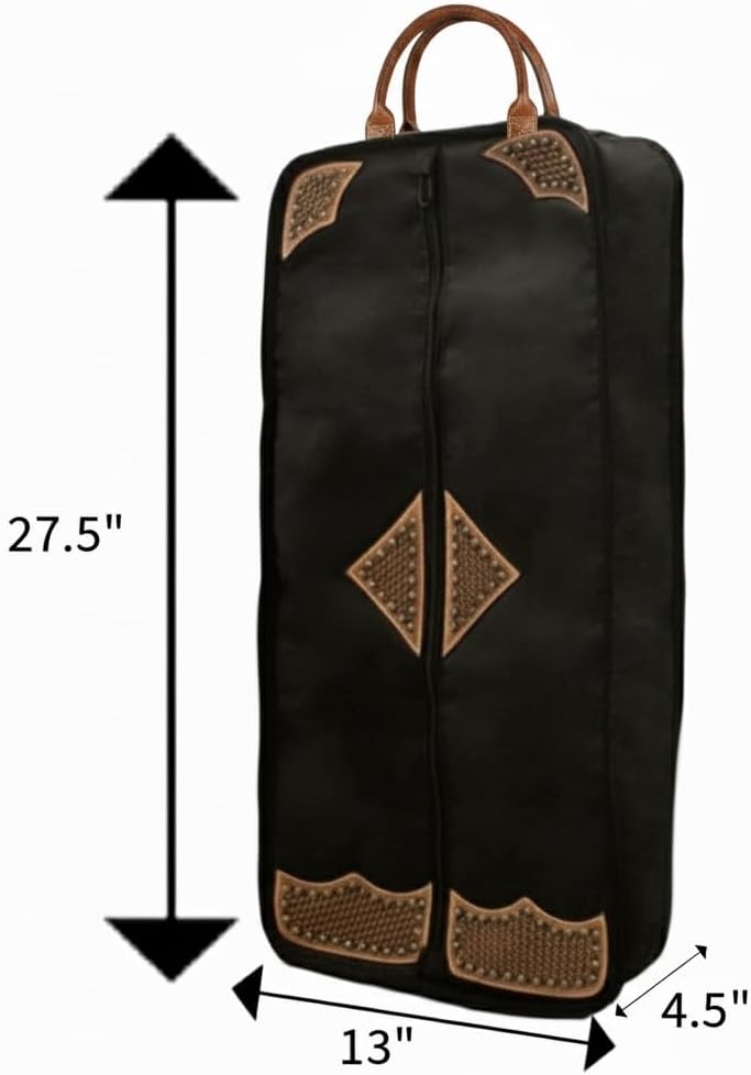 Tahoe Premium Durango Western Halter, Bridle/Headstall Carry and Storage Bag - Three Layer Waterproof Padded Construction with Hand Grip - Folds for Easy Storage - Hand Tooled Basket Weave Leather Accents