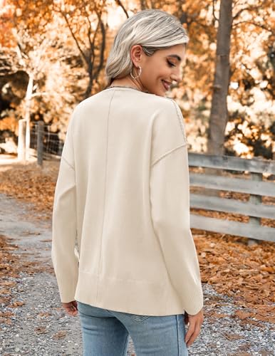 Image of Zeagoo Women's Oversized Button Cardigan Sweaters 2026 Fall Open Front Lightweight Cardigans V Neck Loose Knit Outwear Apricot