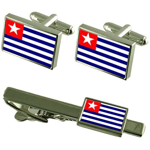 Gemelos y clip de corbata de Río de Janeiro set de Carmo para trajes de hombre