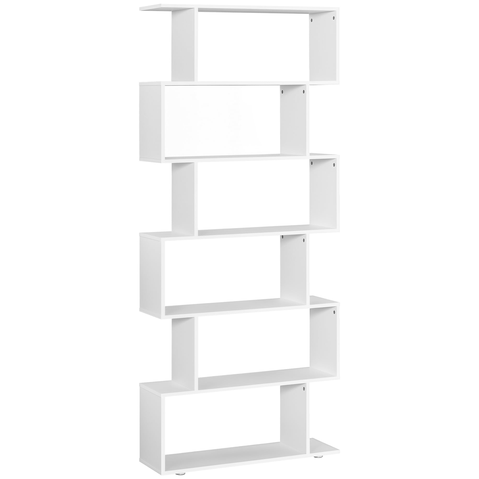HOMCOM Estanteria Libreria 6 Estantes Madera Forma S 80x24x191 cm Estantes Color Blanco