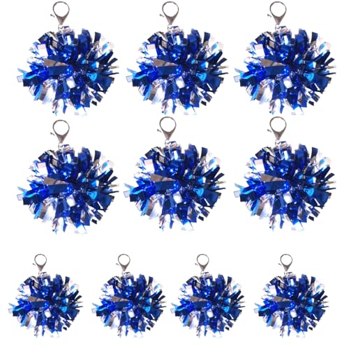 Unpafcxddyig Cheer Pom Pom Keychain Cheerleader Keyrings for Women Accessories blue silver