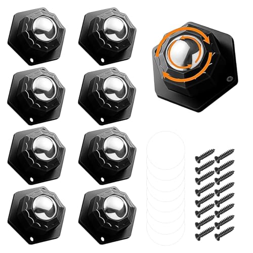 HASLED 8er-Set Schwerlast-Möbelrollen selbstklebend - 360° drehbar, max. 300 kg pro Rolle | Für Möbel, Küchengeräte & Aufbewahrungsboxen | Kugelrollen Mini mit Edelstahlkugeln