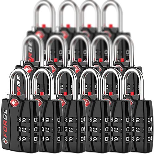 50 Locks -TSA Approved Luggage Locks, Zinc Alloy Body, Open Alert Red Indicator, Black