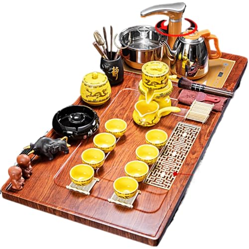 Mesa de té con tetera eléctrica de fácil limpieza y bandeja integrada para sala