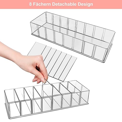 VMUTGA 2 Piezas Organizador de Cajones Acrílico Transparente, Organizador de Maquillaje Desmontable de 8 Compartimento Almacenamiento de Cosméticos para Tocador, Baño, Dormitorio - imagen 3