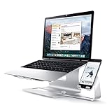 Supporto per notebook, Spinido Premium ottimo supporto in alluminio per notebook e supporto regolabile per smartphone il magnesio-alluminio per tutti i notebook e smartphone (Argento)