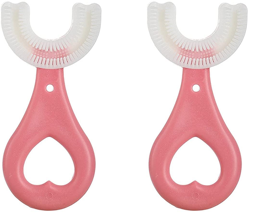 ZITOOP 2 Pcs U-Shaped Toothbrush for Kids(2-6Year), Manual Training Tooth Brush, U Shape Portable Baby Silicone Toothbrush â€‹for Childrens Special Design for Toddlers