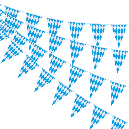 Image of Ahfulife 157.2 Ft Oktoberfest Bavarian Flag Banner for Oktoberfest Decorations, 4 Pcs Oktoberfest Pennant Banner with 120 Pcs Flags for German Oktoberfest Themed Party Decoration (7.8 inchx11.8 inch)