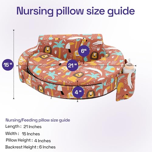 Image of Wakefit Foam Nursing Pillow for Breastfeeding & Baby Care | Ideal for Newborn with Adjustable Strap | 100% Cotton Removable Cover | Super Soft Foam for Posture Comfort | Jungle Zoo