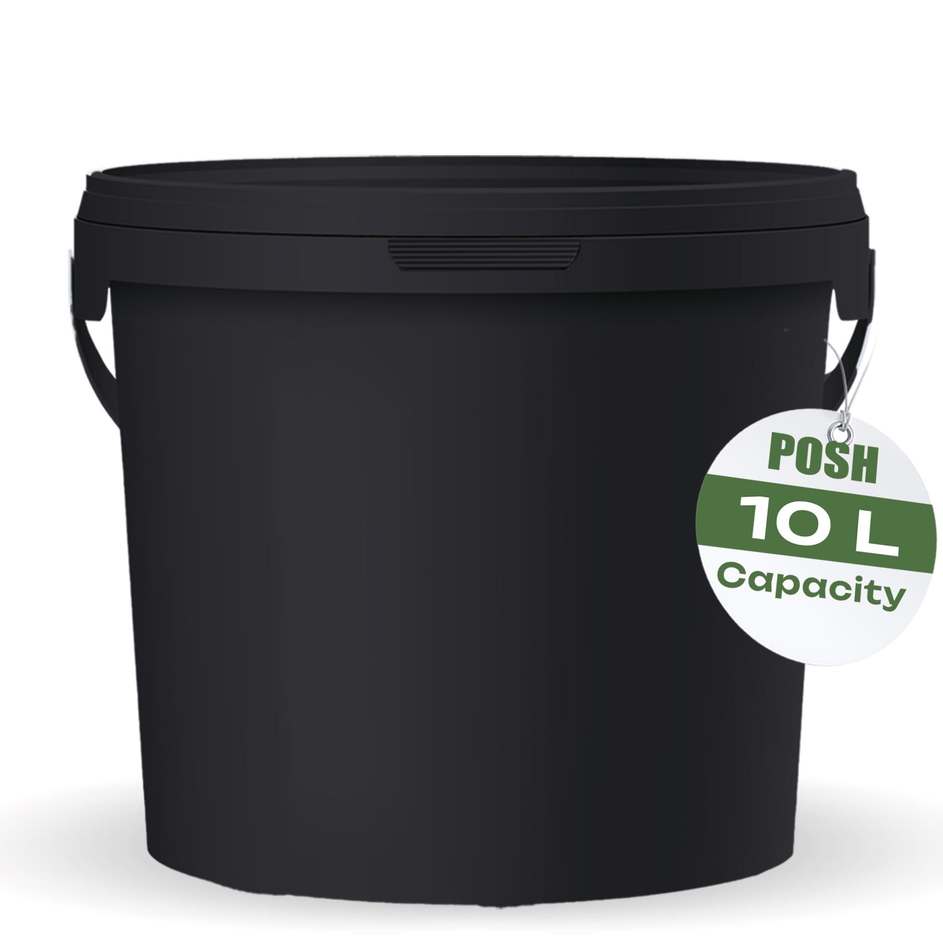 POSH Cubo con tapa, 3 x 10 l, apto para alimentos, color negro, con asa, a prueba de olores, herméticos y a prueba de fugas, de plástico resistente