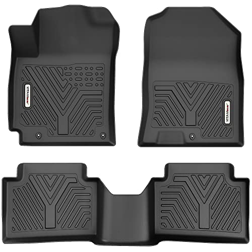 YITAMOTOR Floor Mats fit for Hyundai Kona 2018-2023 (Not for EV), TPE Custom Fit 1st & 2nd Row All Weather Protection Floor Liner, Black 18-23 Hyundai Kona