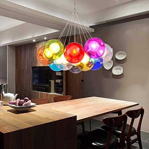 Lustre boule de verre colorée pour chambre d'enfant magique et lumineuse