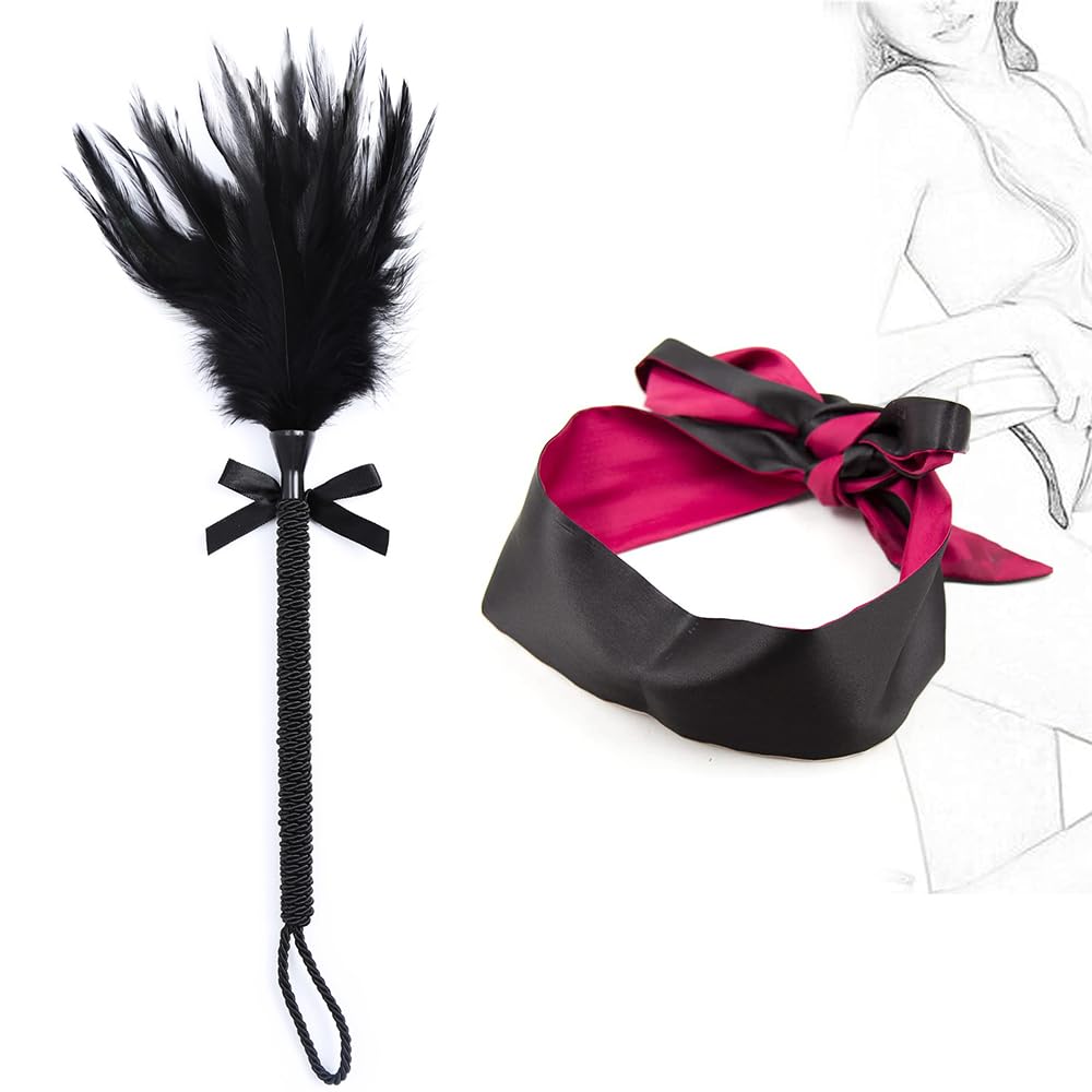 Plumero negro con kit de cinta para la cabeza,Accesorios de juego para parejas Ḅ-Ḍ-ṢM
